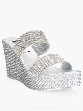 BROWNS SILVER Platform Slide Sandals